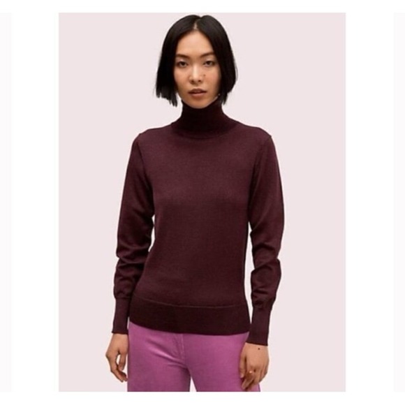 New Women's Express Silky Soft Fitted turtleneck Sweater size XS color maroon re - Picture 1 of 9